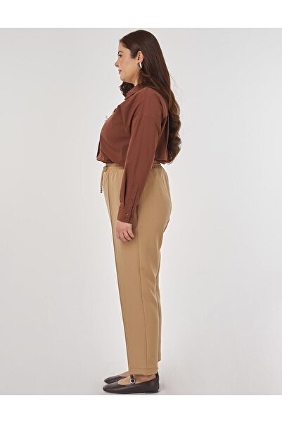 Kayra Çima Stitched Carrot Pants Beige