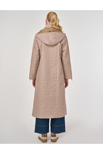 Kayra Wide Collar Quilted Coat Mink