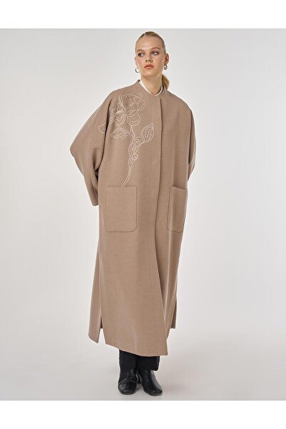 Kayra Embroidered Cashmere Coat Mink