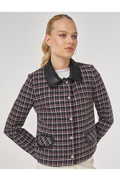 Kayra Tweed Jacket with Flap Pockets Black