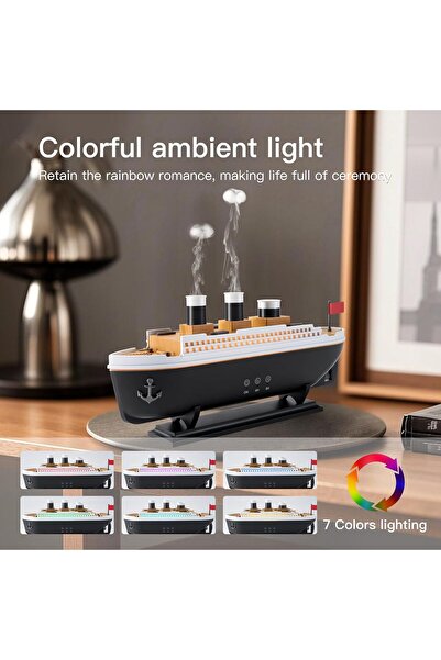 M MIAOYAN Titanic Humidifier 250ml with Remote Control 7 Light 2 Mist Mode Auto Shut-Off for Home