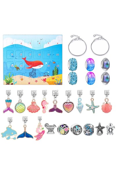 NO BRAND صندوق تقويم مجيء عيد الميلاد المجيد يحتوي على أقراط وقلادات وصندوق ه...