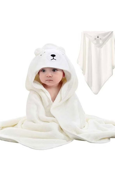 Generic Ultra Soft Hooded And Highly Absorbent Bathrobe Blanket Baby Bath Towel Grey 80 x 80 Cm