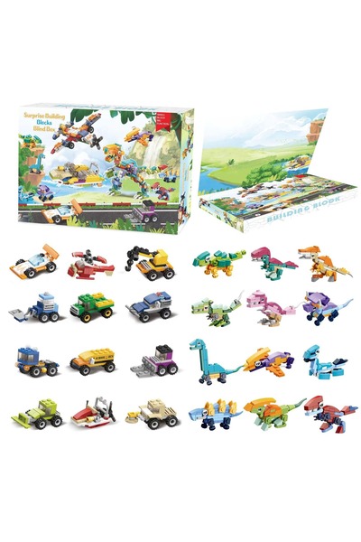 NO BRAND صناديق العد التنازلي لعيد الميلاد، قابلة للفصل، سلسلة عربة الديناصورات