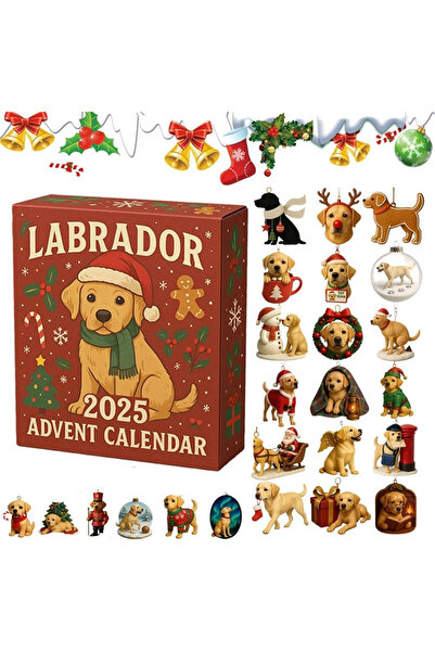 NO BRAND صندوق زينة شجرة عيد الميلاد الأكريليكي الغامض، سلسلة لابرادور ريتريفر