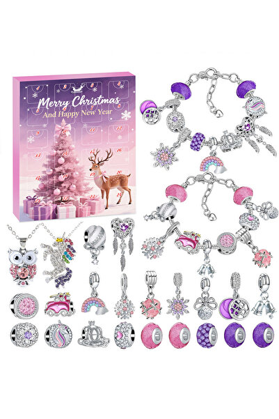 NO BRAND صندوق تقويم مجيء عيد الميلاد المجيد يحتوي على أقراط وقلادات وصندوق ه...