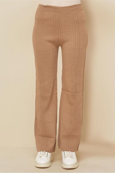 TRENDTESETTÜR Women's Brown (Camel) Knitwear Pants t 3842