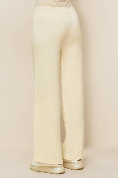 TRENDTESETTÜR Women's Ecru Tricot Pants t 3844