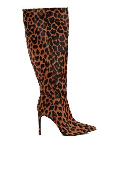 Network Leopar Desenli Kadın Deri Çizme