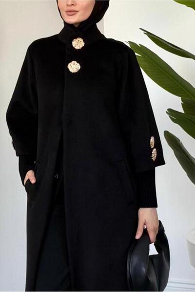 TRENDTESETTÜR Women's Black Cashemere Coat t 4526