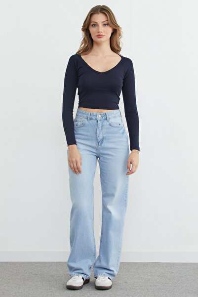 Fulla Moda Μπλούζα με μακρύ μανίκι με λαιμόκοψη σε σχήμα V