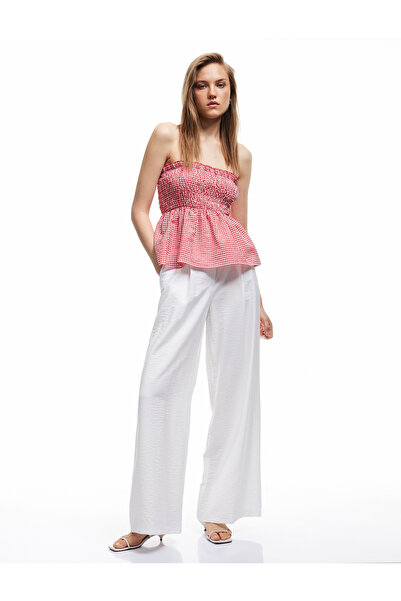 Koton Viscose Fabric Wide Leg Pants with Pockets Palazzo Pants