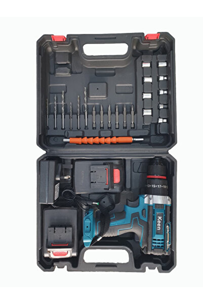 Generic Professional Cordless Drill, 2x26V Batteries, Full Toolkit, Fast Charger, Blue/Black