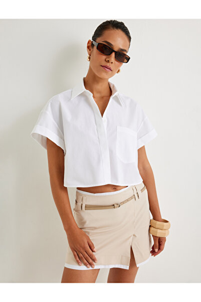 Koton Μίνι φούστα σε γραμμή Α με λεπτομέρεια με σχισμή και ζώνη εφαρμοστό