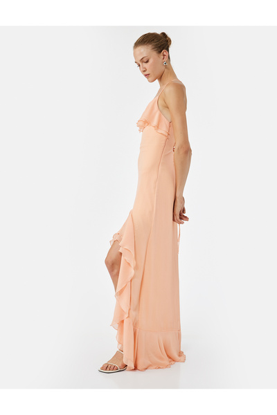 Koton Φόρεμα με βολάν και ασύμμετρη κοπή με εφαρμοστό λουράκια