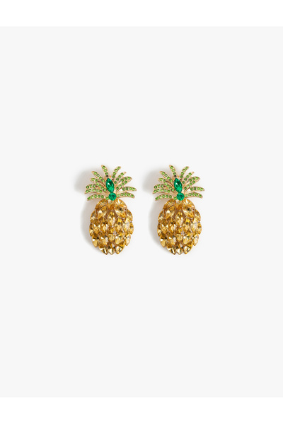 Koton Large Size Stone Detailed Multi-Colored Pineapple Earrings