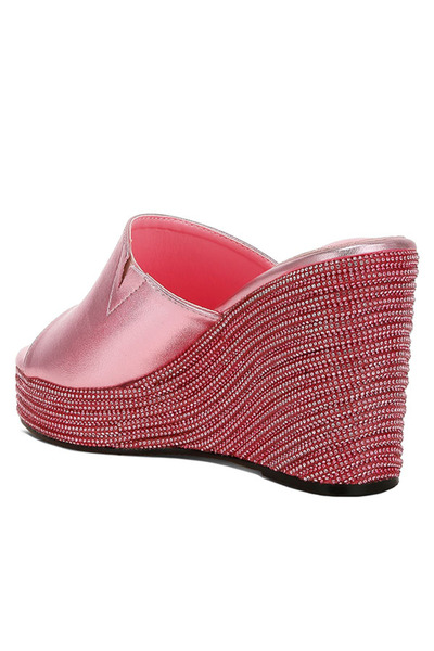 london Rag Women Wedge Heel Peep Toe Sandals in Pink
