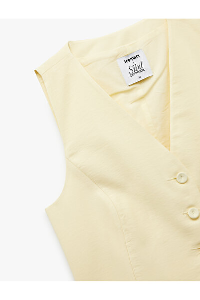 Koton Cotton Lined V-Neck Sleeveless Viscose Short Vest