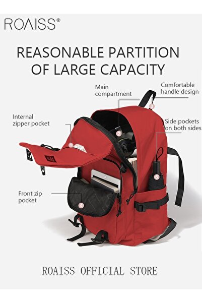 ROAISS Classic Large Capacity Backpack Multifunction Casual Water Resistant Oxford Double Shoulder School