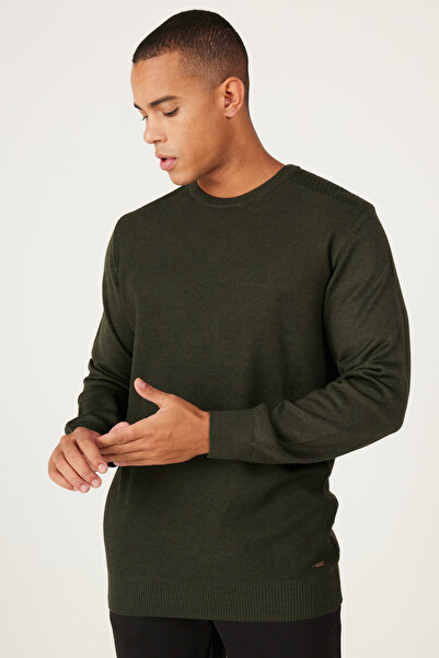 ALTINYILDIZ CLASSICS Трикотажний светр Yunlu Standard Fit Regular Fit з капюшоном з горловиною хакі