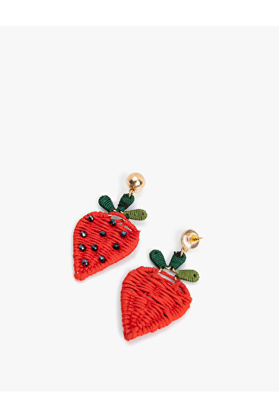 Koton Multi-Colored Strawberry Earrings with Bead Detail and Dangle