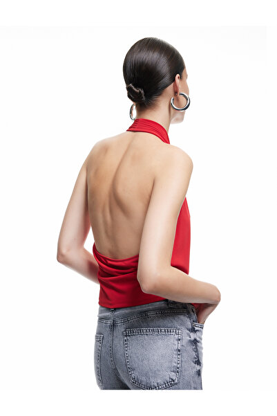 Koton Μπλούζα με ασύμμετρη κοπή διπλό πέτο με λαιμόκοψη με ανοιχτή πλάτη