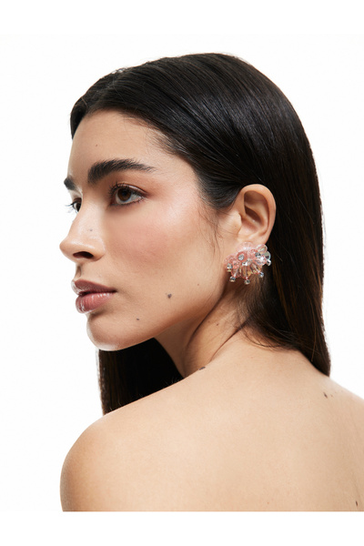 Koton Boncuklu Çiçek Küpe