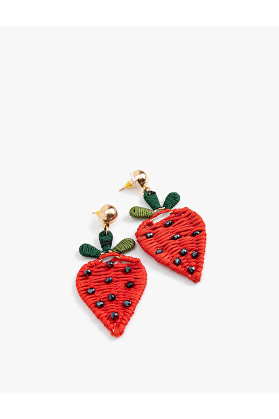 Koton Multi-Colored Strawberry Earrings with Bead Detail and Dangle