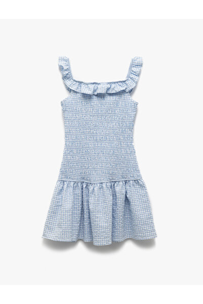 Koton Mini rochie cu decolteu barca, cu umeri expusi, cu detaliu de volane în carouri