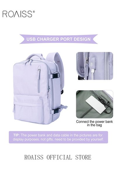 ROAISS Travel Backpack for Men Women Carry On Backpack with USB Charging Port Shoe Compartment Flight