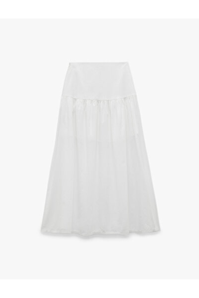 Koton Cotton Tie Detail Bow Bell Cut Midi Flared Skirt