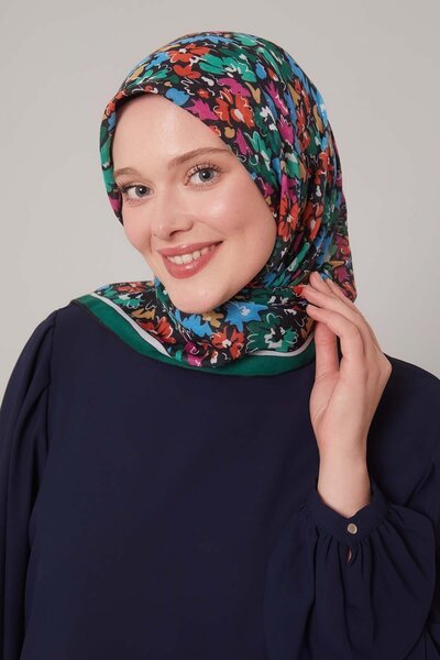 Levidor Eșarfă moale cu model de flori mixte de smarald