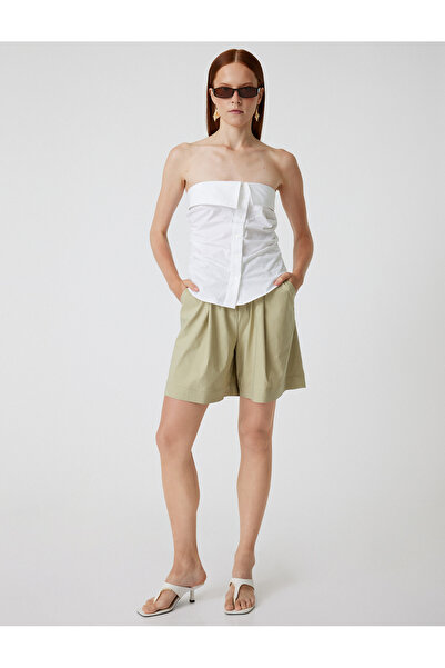 Koton Σορτς βισκόζης βερμούδας με τσέπες και λεπτομέρεια πλισέ
