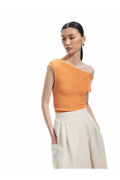 Koton Bürümcük Draped Asymmetric Degaje Collar Sleeveless Blouse