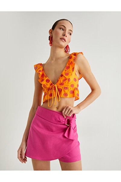 Koton Metal Aksesuarlı Mini Şort Etek