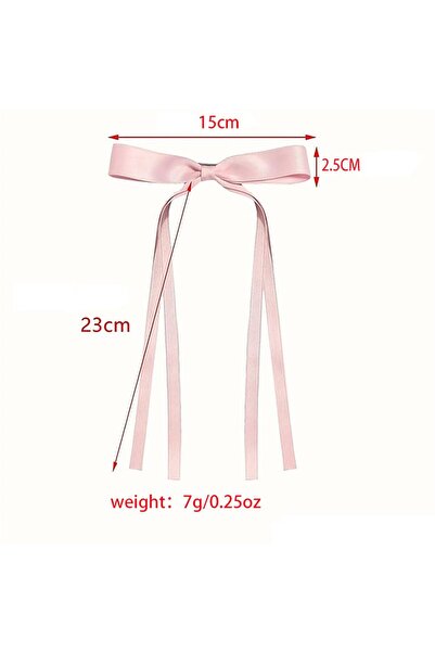 JZS Hair Bows Ribbon 6 Pcs Long Silky Satin Hair Clip Barrettes