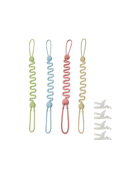 JZS مجموعة من 4 مشابك مصاصة سيليكون قابلة للتعديل للأطفال