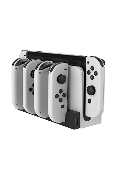 JZS Switch Controller Charging Dock for 4 JoyCons Black White