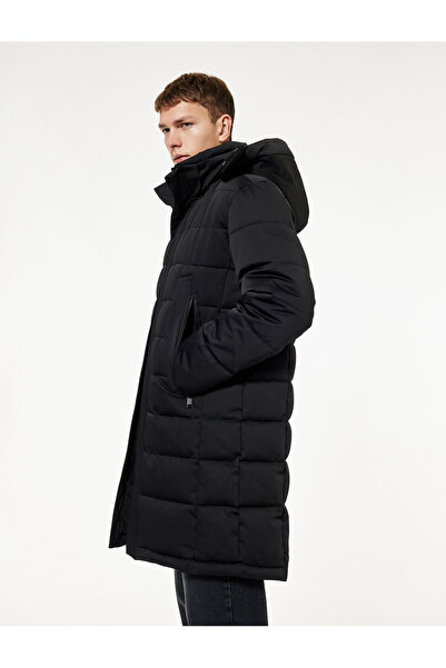 Koton Long Sleeve Pocket Hooded Long Puffer Coat