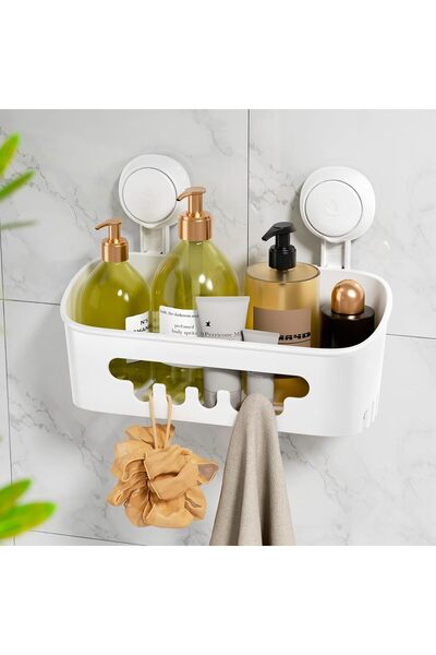 NO BRAND رف سلة الحمام، بدون حفر، قابل للفصل، أبيض