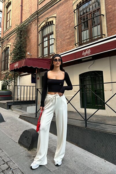 BEJNA Жіночі брюки з м'якою модальною тканиною та деталями Nervür, прямий крій