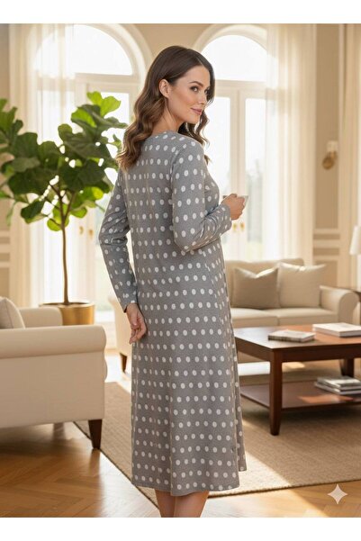 LİMİSSİ Women's 100% Cotton Modal Fabric High Quality Plus Size Home Dress