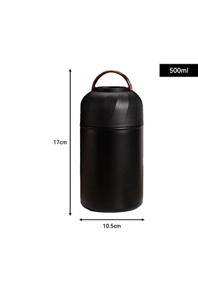 JZS Food Jar Vacuum Insulated Stainless Steel Leak Proof with Spoon Black