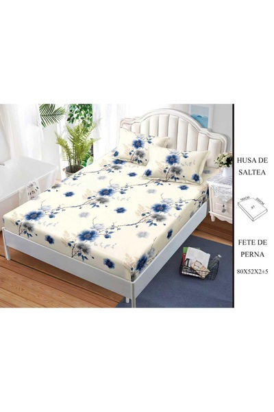 CHIRASO CHIRASO Fitted Sheet Set, Satin Cotton, 160x200 cm and 2 Pillowcases 52x80 cm