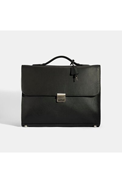 Desa Men's Black Leather Briefcase