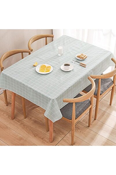 JZS Tablecloths 2PCS PEVA Waterproof 137x180cm Blue Plaid