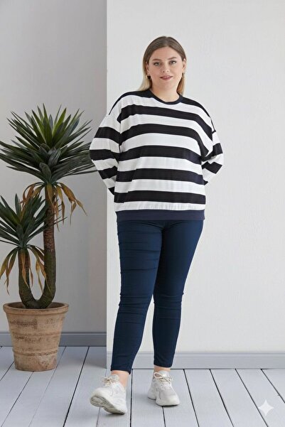 Orly More Μακρυμάνικη μπλούζα μαμάς από ύφασμα βισκόζης με λεπτομέρεια ρίγες