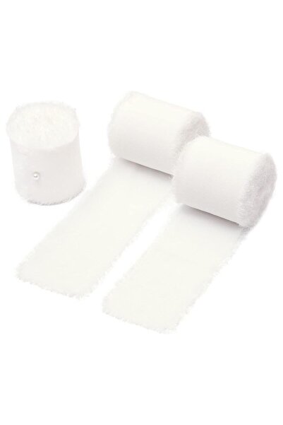 JZS شريط شيفون هامشي 3 لفات عاجي 4 سم × 5 م