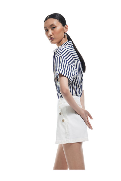 Koton High Waist Buttoned Cotton Mini Shorts Skirt