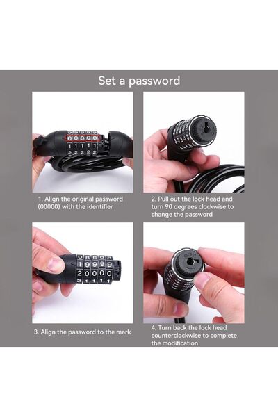 JZS 5-Digit Combination Cable Lock High Security Bicycle Lock Blue